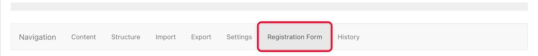 The « Registration form » tab in the management of a hosted database